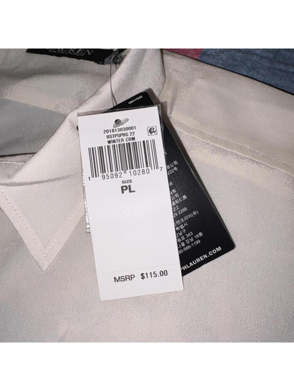 Lauren Ralph Lauren NEW $115 Womans Sz PL White Long Sleeve Button-Up Shirt Work - Picture 6 of 9